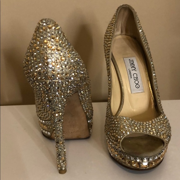 Jimmy Choo Crystal Gold Pump - Picture 2 of 5